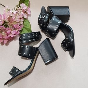 🔖REBECCA MINKOFF CARTER GROMMET SANDAL BLK,NWOB